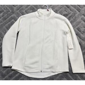 Vogo Ribbed Full Zip Jacket Ivory Size Large Running Yoga Soft New